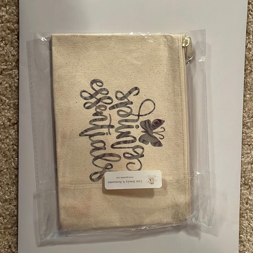 Small bag - “spring essentials” silver sparkly writing